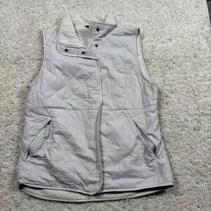 The North Face Quilted Sherpa Lined Vest Women's M/L Beige Snap Front Pockets